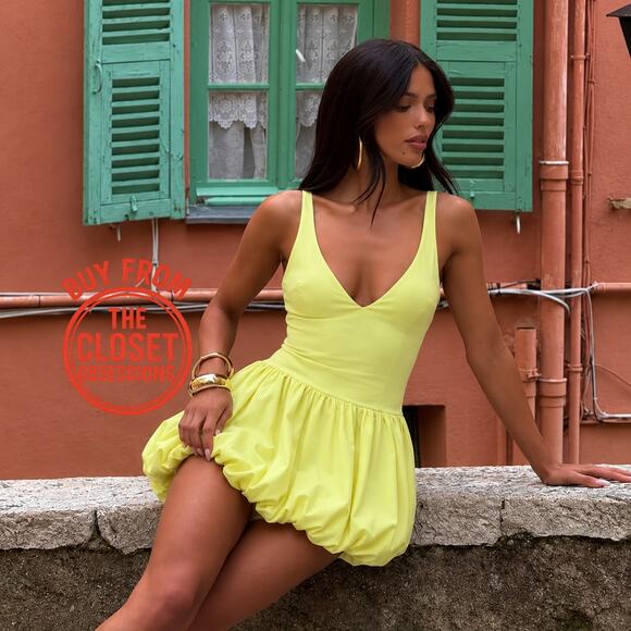 Zara Dresses & Skirts - ZARA Butter Yellow Bubble Hem Mini Dress NWT Viral Blogger Favorite